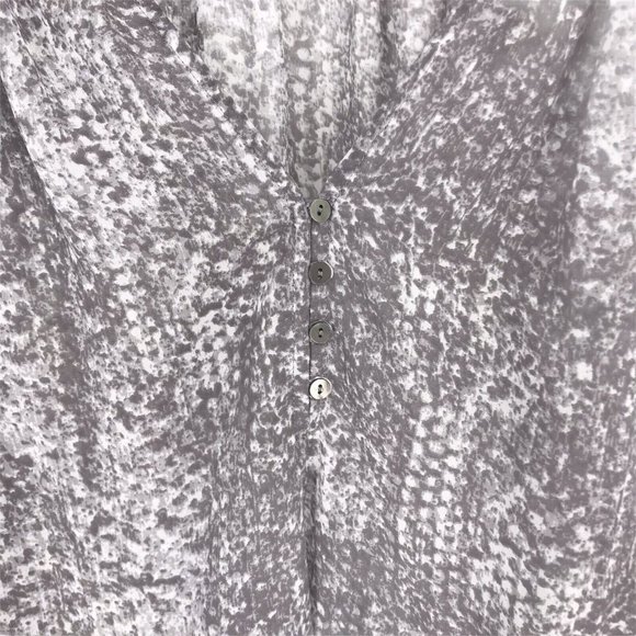 Zoa New York Boho Peasant Blouse L Gray Snakeskin Long Sleeve V Neckline Sheer - Picture 3 of 9